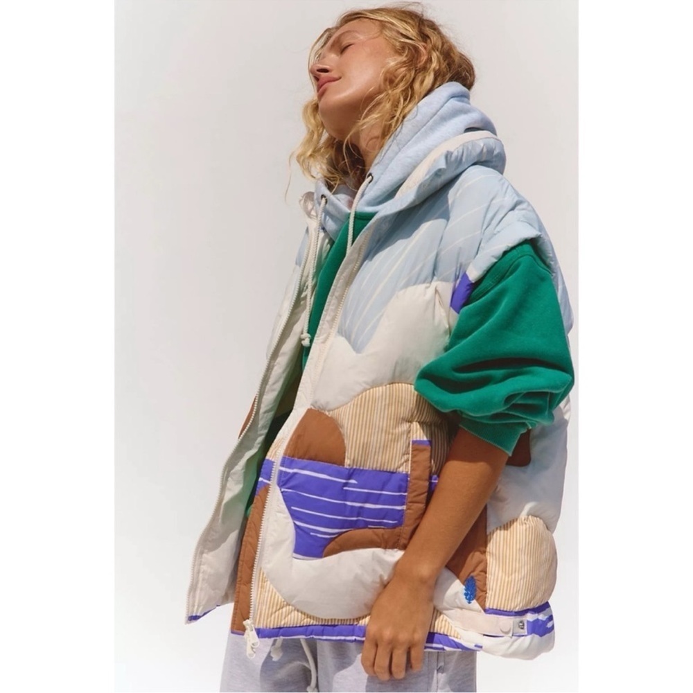 NWT Free People Movement In A Bubble Conversational Quilted Puffer Vest Sun